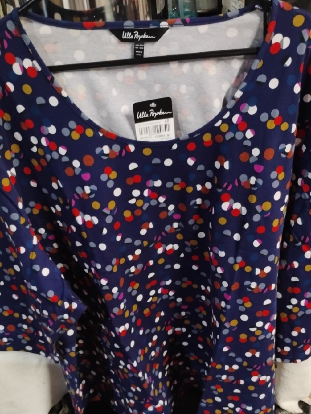 Ulla Popkern Short Sleeve Purple And PokDot Top